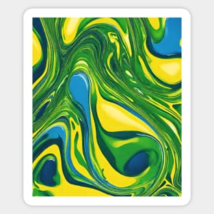 Green - Blue - Yellow Colorful Asymmetrical Pattern. Sticker